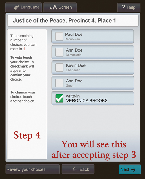Step Four Write-in