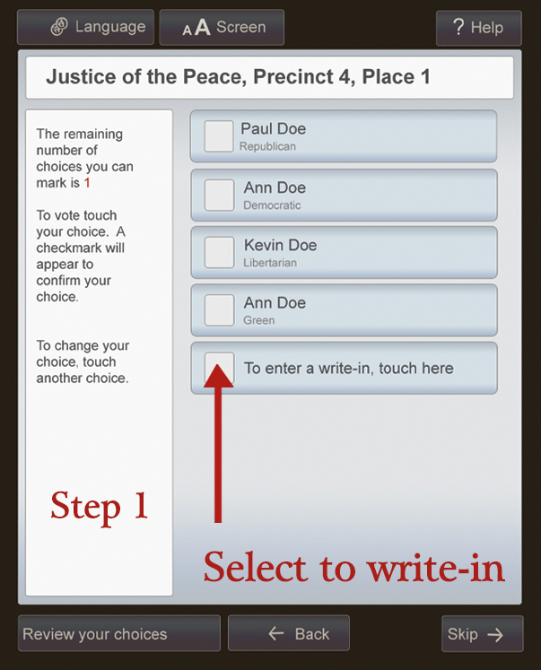 Step One Write-in